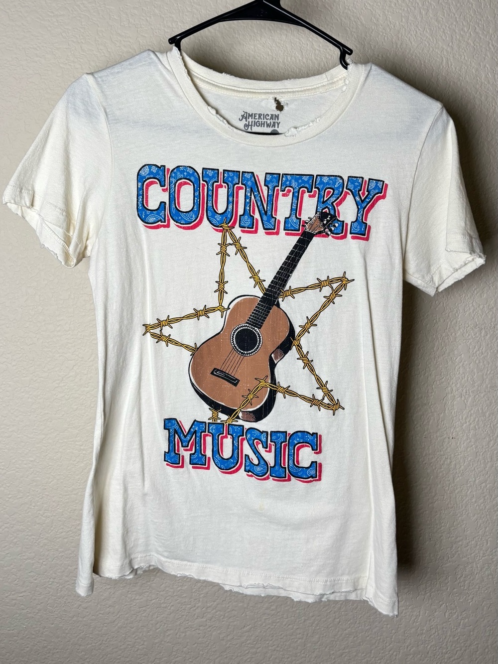 American Highway Cream Country Music Distressed Graphic Tee
